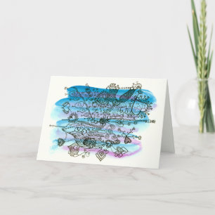 Cartes Pour Fêtes Annuelles Valentine Hearts on Blue and Purple Personnalisabl