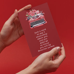 Cartes Pour Fêtes Annuelles Valentine jour Floral Typewriter Personnalisé