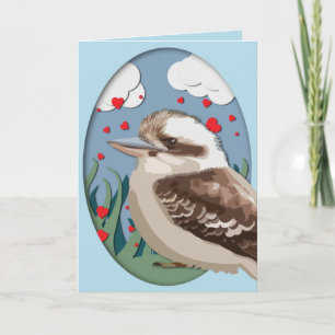 Cartes Pour Fêtes Annuelles Valentine Kookaburra Love Australian Bird Hearts