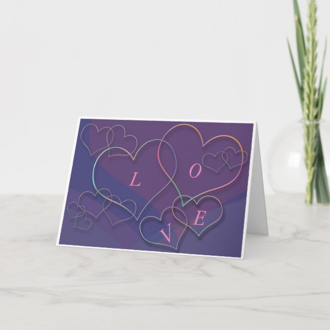 Cartes Pour Fêtes Annuelles Valentine Linking Heart Outlines with Love Card (Devant)
