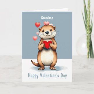 Cartes Pour Fêtes Annuelles Valentine Love Fun Cute Otter Love You Grandson