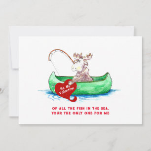 Cartes Pour Fêtes Annuelles Valentine Moose Fishing 5x7