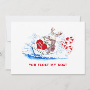 Cartes Pour Fêtes Annuelles Valentine Moose sur Jetski 5x7 Appartement Holiday