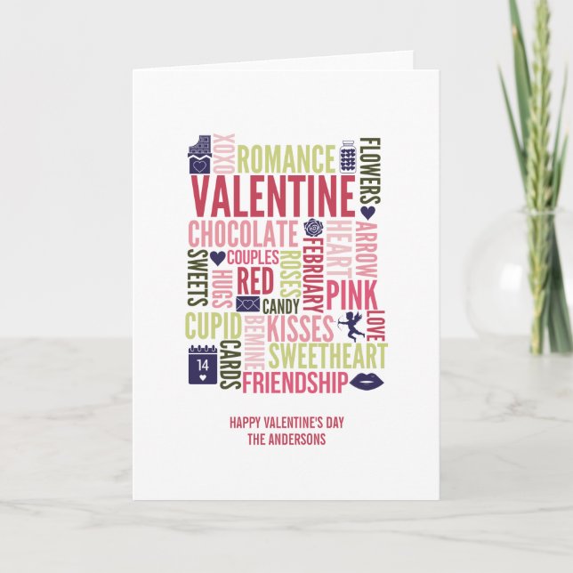 Cartes Pour Fêtes Annuelles Valentine Mots Valentine's Day Greeting Card (Devant)