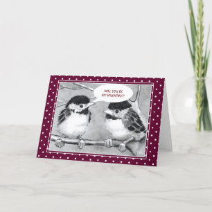 CARTES POUR FÊTES ANNUELLES VALENTINE : OISEAUX DE BÉBÉ À PENCIL : COUPER