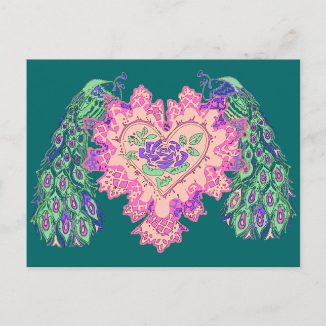 Cartes Pour Fêtes Annuelles Valentine Peacock (Devant)