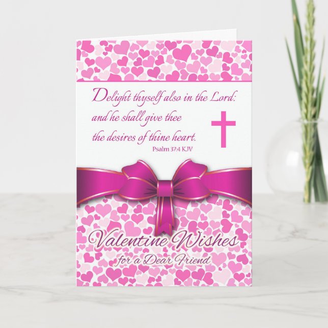 Cartes Pour Fêtes Annuelles Valentine pour l'ami, 37:4 de psaume d'écriture (Devant)