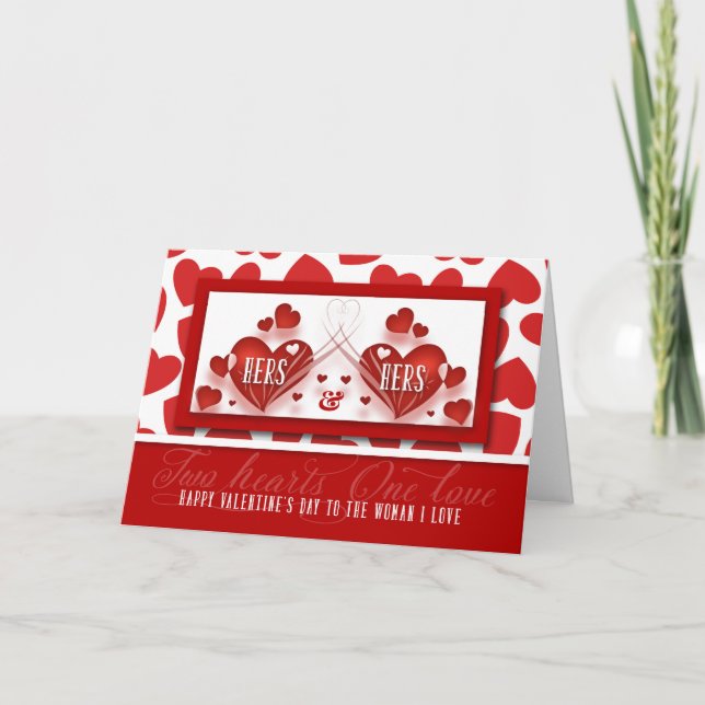 Cartes Pour Fêtes Annuelles Valentine pour les coeurs lesbiens de l'associé (Devant)