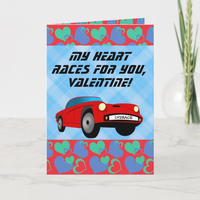 Cartes Pour Fêtes Annuelles Valentine Red Race Voiture Enfants Garçons Valenti (Devant)