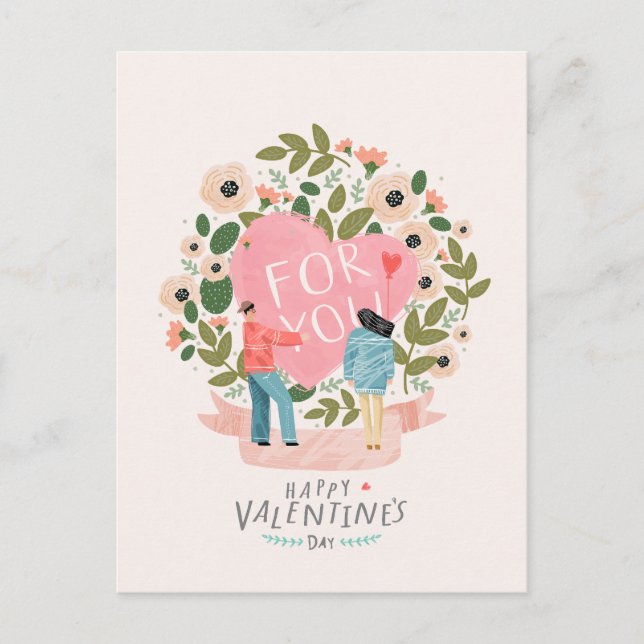 Cartes Pour Fêtes Annuelles Valentine rose Fleur (Devant)