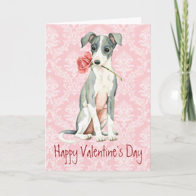 Cartes Pour Fêtes Annuelles Valentine Rose italien Greyhound (Devant)