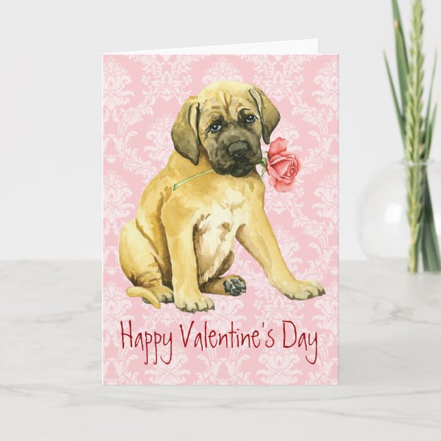 Cartes Pour Fêtes Annuelles Valentine Rose Mastiff (Devant)