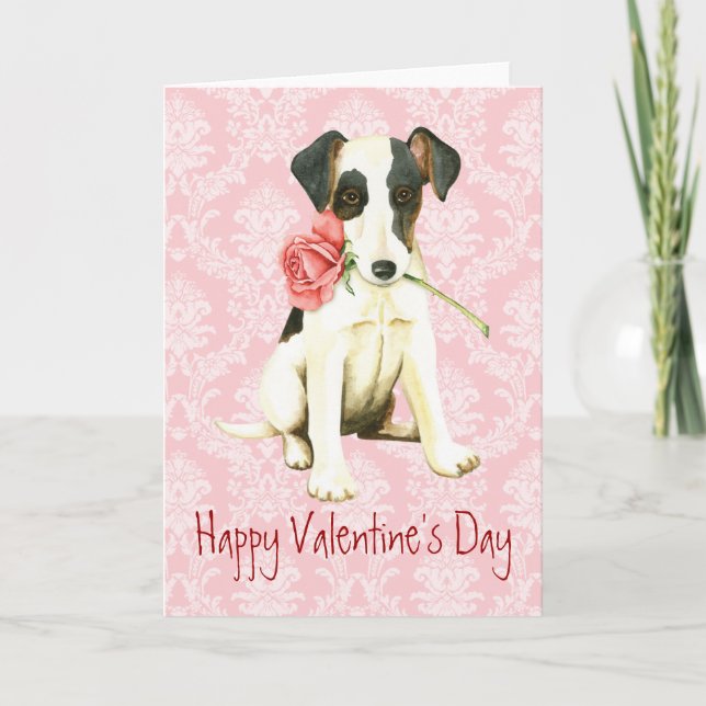 Cartes Pour Fêtes Annuelles Valentine Rose Smooth Fox Terrier (Devant)