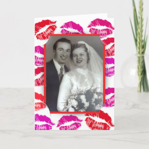 Cartes Pour Fêtes Annuelles Valentine rouge à lèvres baisers cadre photo