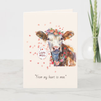 Cartes Pour Fêtes Annuelles Valentine’s Day I Love Moo Cute Romantic Card
