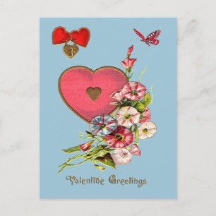 Cartes Pour Fêtes Annuelles Valentine Salutations avec les Fleurs du Coeur Car