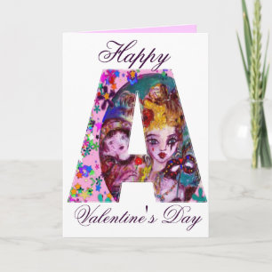CARTES POUR FÊTES ANNUELLES VALENTINE VÉNÉTIENNE MASQUÉRADE MONOGRAMME UNE LET