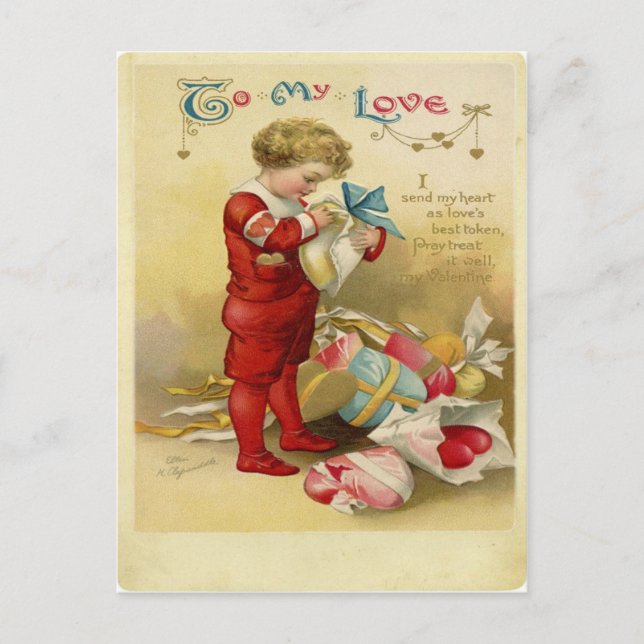 Cartes Pour Fêtes Annuelles Valentine vintage (Devant)