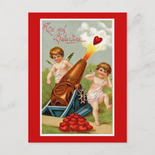 Cartes Pour Fêtes Annuelles Valentine vintage avec Heart Cannon