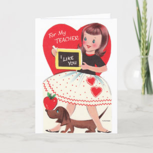 Cartes Pour Fêtes Annuelles Valentine vintage - pour mon professeur,