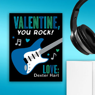 Cartes Pour Fêtes Annuelles Valentine You Rock Guitare Bleue Enfants Saint-Val