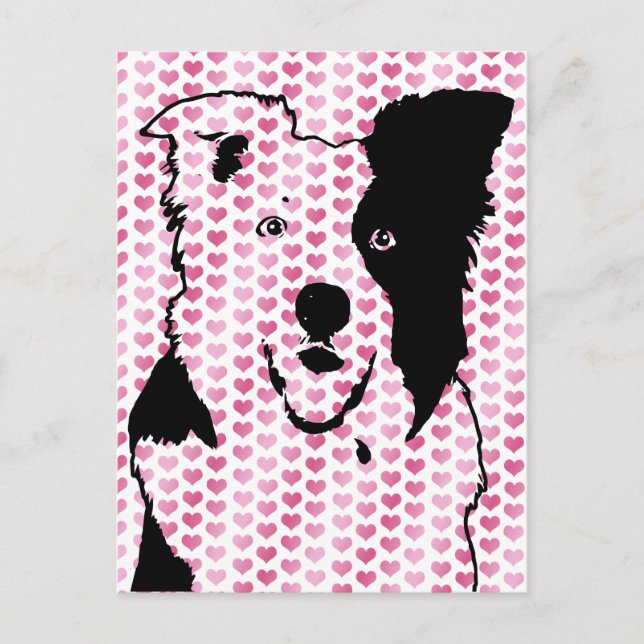 Cartes Pour Fêtes Annuelles Valentines - Bordure Collie Silhouette (Devant)