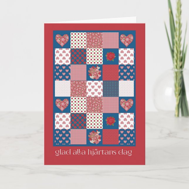 Cartes Pour Fêtes Annuelles Valentine's Card Salutation suédoise, Coeurs, Rose (Devant)