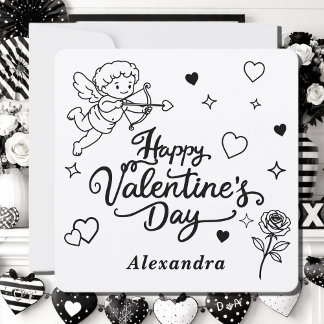 Cartes Pour Fêtes Annuelles Valentines  Cherub & Romantic Doodle Personalized 