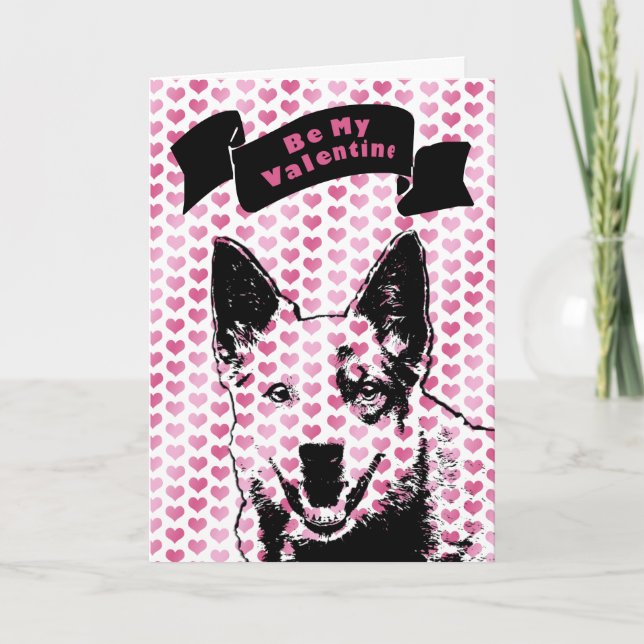 Cartes Pour Fêtes Annuelles Valentines - Chien de bétail australien Silhouette (Devant)
