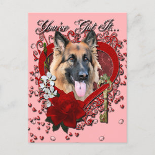 Cartes Pour Fêtes Annuelles Valentines - clé à mon coeur - berger allemand