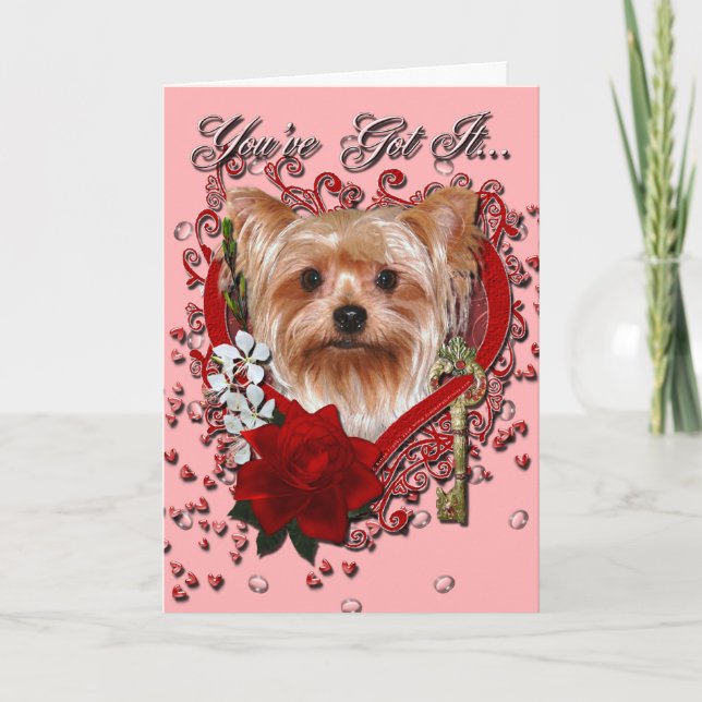 Cartes Pour Fêtes Annuelles Valentines - clé à mon coeur - Yorkshire Terrier (Devant)