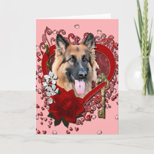 Cartes Pour Fêtes Annuelles Valentines - Clé de mon coeur - berger allemand (Devant)