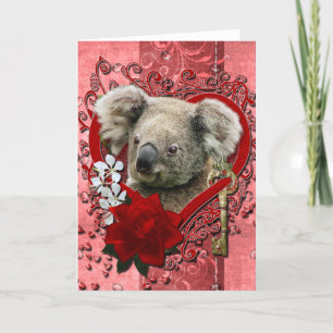 Cartes Pour Fêtes Annuelles Valentines - Clé de mon coeur - Ours de Koala