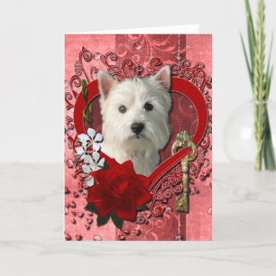 Cartes Pour Fêtes Annuelles Valentines - Clé de mon coeur West Highland Terrie