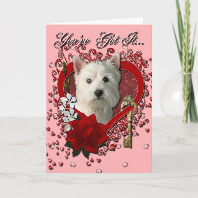 Cartes Pour Fêtes Annuelles Valentines - Clé de mon coeur West Highland Terrie (Devant)
