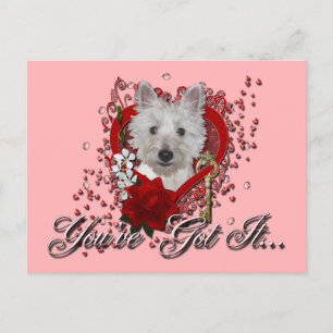 Cartes Pour Fêtes Annuelles Valentines - clé de mon coeur - Westie - réservoir