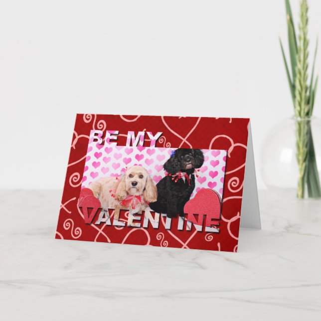Cartes Pour Fêtes Annuelles Valentines - Cockapoo - Ella et Lilo (Devant)