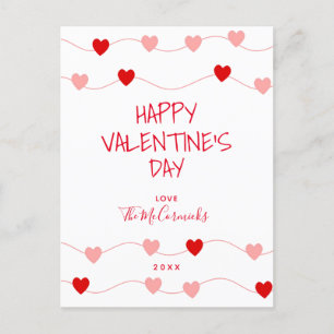 Cartes Pour Fêtes Annuelles Valentines Coeurs Roses Rouges Scripts Lettrés