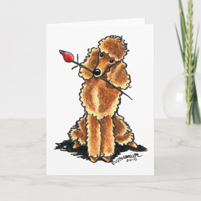 Cartes Pour Fêtes Annuelles Valentines d'amoureux de caniche d'abricot (Devant)