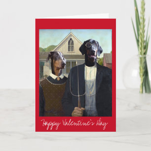 Cartes Pour Fêtes Annuelles Valentines Day American Gothique drôle Doberman ch
