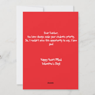 Cartes Pour Fêtes Annuelles Valentine's Day Card for Teacher