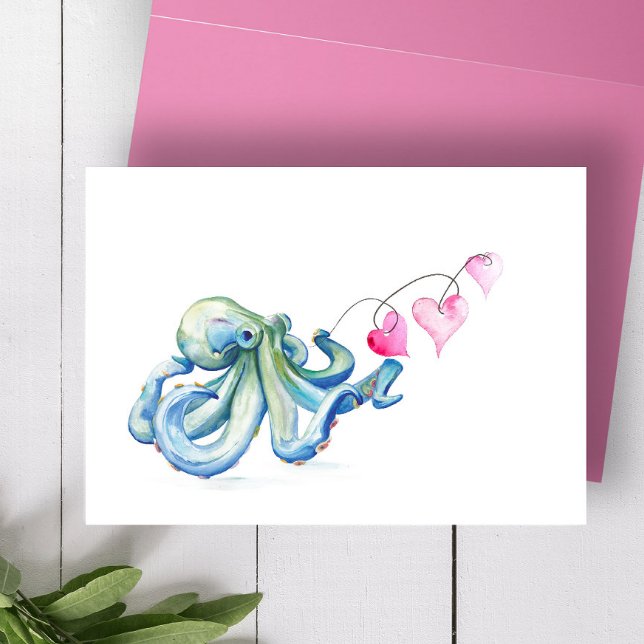 Cartes Pour Fêtes Annuelles Valentine's Day Cards Plage Thème (Valentine's Day cards feature watercolor beach art by Victoria Grigaliunas of Do Tell A Belle)