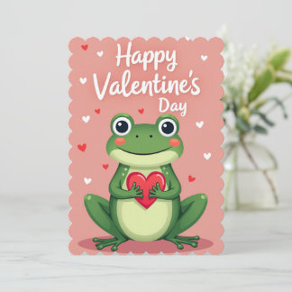 Cartes Pour Fêtes Annuelles Valentines Day Frog Flat Greeting Card