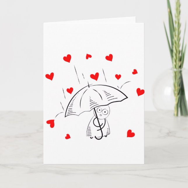 Cartes Pour Fêtes Annuelles Valentine's Day Greeting Card Umbrella Red Hearts  (Devant)