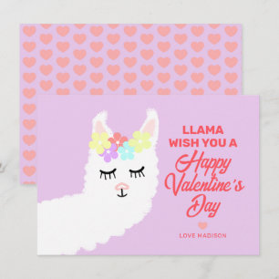Cartes Pour Fêtes Annuelles Valentines Day Llama Pun Kids Classroom Exchange