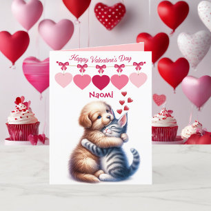 Cartes Pour Fêtes Annuelles Valentine's Day Puppy Kitten Ajouter un nom pour e