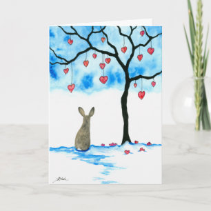 Cartes Pour Fêtes Annuelles Valentine's Day Rabbit & Hearts par Bihrle Card