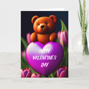 Cartes Pour Fêtes Annuelles Valentine's Day Teddy Bear Folded Holiday Card