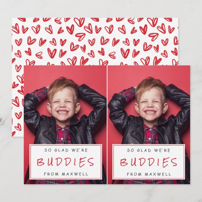 Cartes Pour Fêtes Annuelles Valentines de classe photo découpées / Rouge (Devant / Derrière)