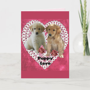 Cartes Pour Fêtes Annuelles Valentines de marionnettes Golden Retriever